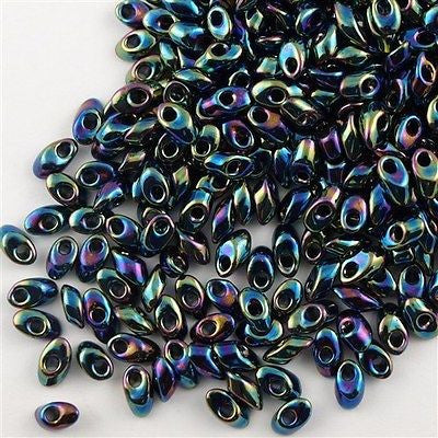 Miyuki Long Magatama Seed Bead Metallic Purple Green Iris 8g Tube (455)