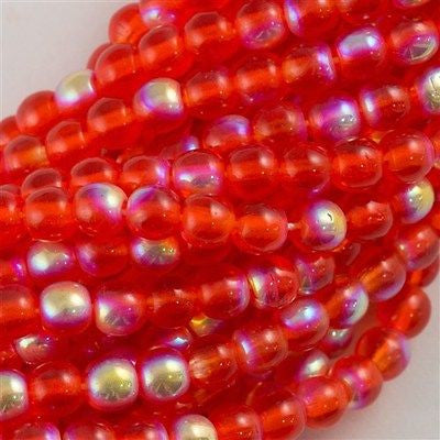 200 Czech 4mm Pressed Glass Round Beads Hyacinth AB (90040X)