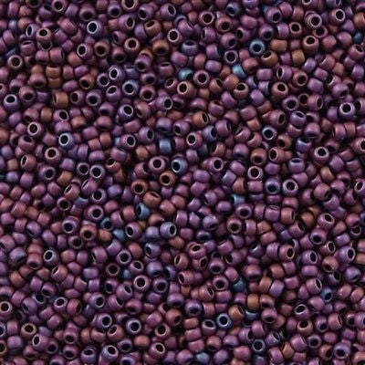 Toho Round Seed Bead 15/0 Matte Plum Iris 2.5-inch Tube (704)