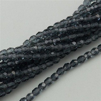 100 Czech Fire Polished 4mm Round Bead Montana Blue (30330)