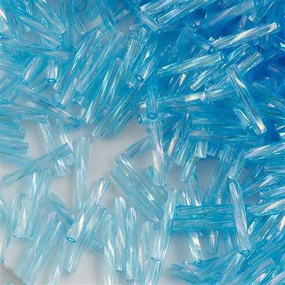 Miyuki 2x12mm Twisted Bugle Bead Transparent Light Blue AB 25g (260)