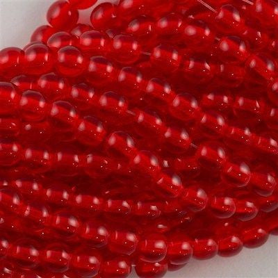 200 Czech 4mm Pressed Glass Round Transparent Light Siam Ruby Beads (90070)