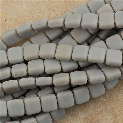 50 CzechMates 6mm Two Hole Tile Beads Matte Ashen Grey (43020M)