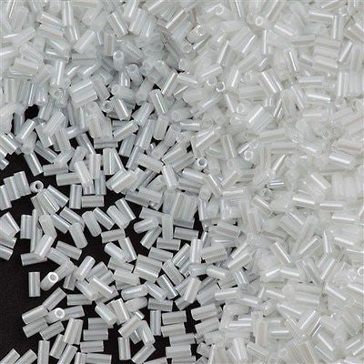 Miyuki 3mm Bugle Bead White Ceylon 5-inch Tube (528)