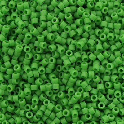 25g Miyuki Delica seed bead 11/0 Opaque Matte Pea Green DB754