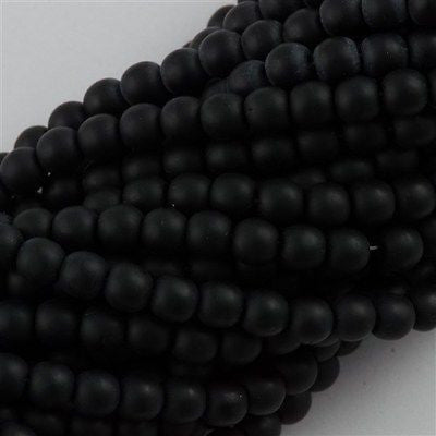 100 Czech 6mm Pressed Glass Round Beads Matte Jet Black (23980M)