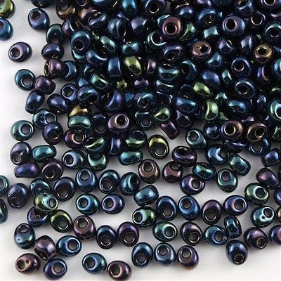 Miyuki 4mm Magatama Seed Bead Metallic Blue 23g Tube (452)