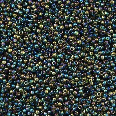 Toho Round Seed Bead 15/0 Transparent Moss AB 2.5-inch Tube (180)