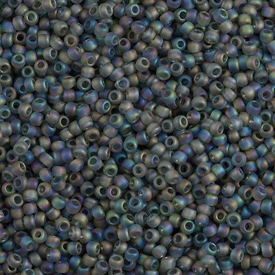 Toho Round Seed Bead 11/0 Transparent Matte Dark Gray AB 2.5-inch Tube (176BF)