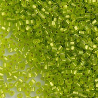 Miyuki Triangle Seed Bead 10/0 Matte Silver Lined Chartreuse 10g (1801F)