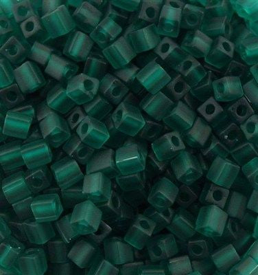 Miyuki 4mm Square Seed Bead Matte Dark Green 19g Tube (147F)