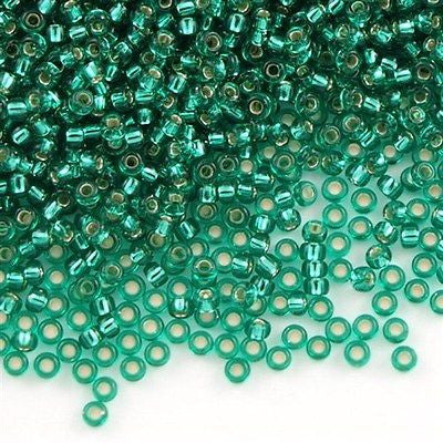 Miyuki Round Seed Bead 15/0 Silver Lined Emerald 2-inch Tube (17)