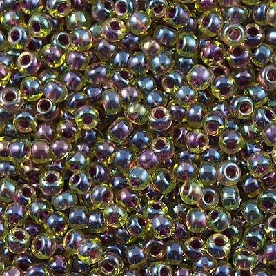 Miyuki Round Seed Bead 11/0 Fuchsia Lined Yellow 15g (335)