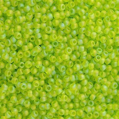 50g toho Round Seed Bead 8/0 Transparent Matte Lime Green AB (164F)