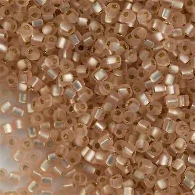 Miyuki Triangle Seed Bead 10/0 Matte Silver Lined Pale Rose 10g (23F)