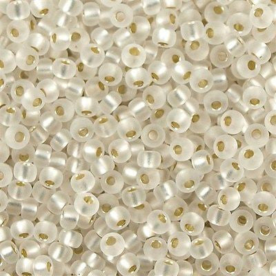 Miyuki Round Seed Bead 11/0 Semi-Matte Silver Lined Crystal 22g Tube (1901)