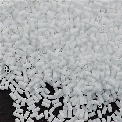 Miyuki 3mm Bugle Bead Opaque Matte White 5-inch Tube (402F)