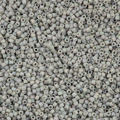 Miyuki Delica Seed Bead 11/0 Opaque Glazed Matte Turtle Dove Grey AB 2-inch Tube DB1528