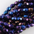 50 Czech Fire Polished 8mm Round Bead Blue Iris (21435)