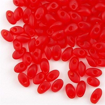 Miyuki Long Magatama Seed Bead Transparent Matte Red Orange 8g Tube (140F)