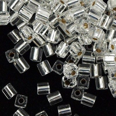 Miyuki 4mm Square Seed Bead Silver Lined Crystal 19g Tube (1)