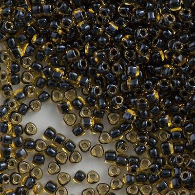 Miyuki Triangle Seed Bead 10/0 Black Lined Topaz 24g Tube (1840)