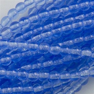 200 Czech 4mm Pressed Glass Round Beads Medium Sapphire (30030)