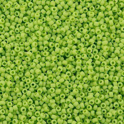 50g Toho Round Seed Bead 11/0 Opaque Matte Lime (44F)