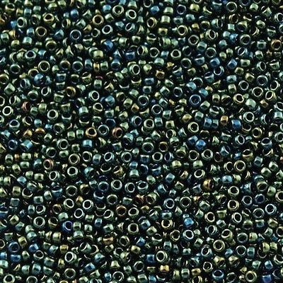 Toho Round Seed Bead 15/0 Metallic Moss Iris 2.5-inch Tube (84)