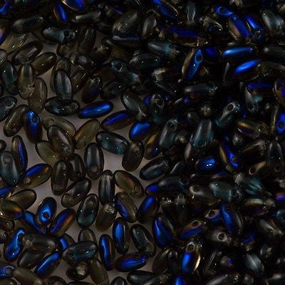 Czech Rizo 2.5x6mm Beads Black Diamond Azuro 21g Tube (40010AZ)