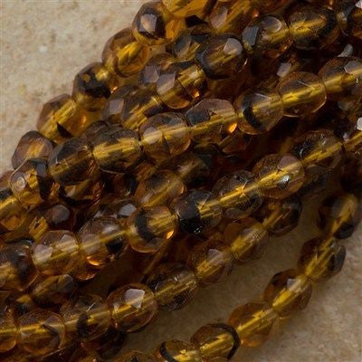 100 Czech Fire Polished 4mm Round Bead Tortoise (18036)