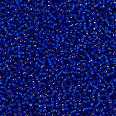 Miyuki Round Seed Bead 15/0 Matte Silver Lined Cobalt 2-inch Tube (20F)