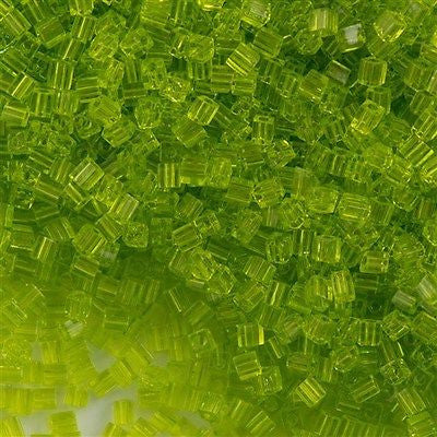 Miyuki 3mm Cube Seed Bead Transparent Lime 15g (143)