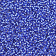 50g Toho Round Seed Beads 11/0 Matte Silver Lined Sapphire (35F)