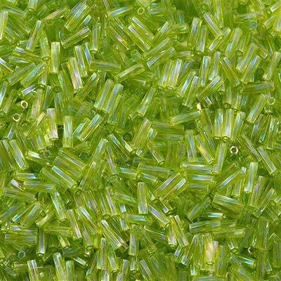 Miyuki 2x6mm Twisted Bugle Bead Transparent Lime AB 25g (258)