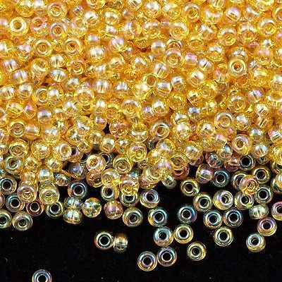 Miyuki Round Seed Bead 8/0 Transparent Light Amber AB 22g Tube (251)