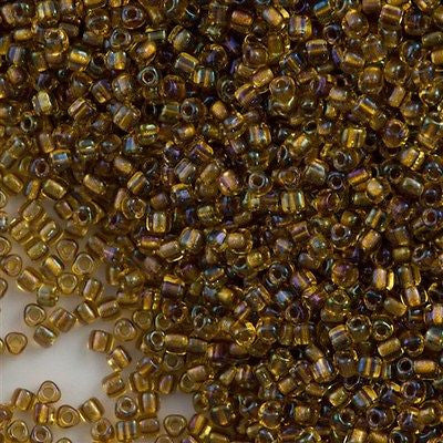 Miyuki Triangle Seed Bead 10/0 Sparkle Topaz Lined Topaz AB 15g (1126)