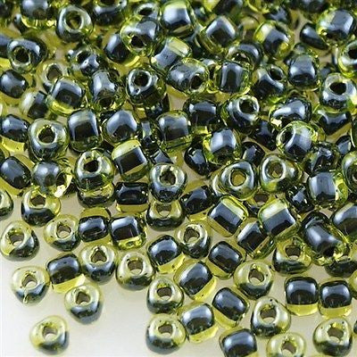 Miyuki Triangle Seed Bead 8/0 Peridot Inside Color Lined Black 23g Tube (1816)