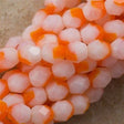 50 Czech Fire Polished 6mm Round Bead Tangerine Milky White (81252)