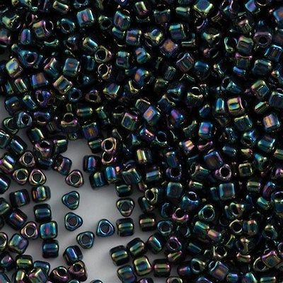 Miyuki Triangle Seed Bead 8/0 Metallic Purple Green Iris 23g Tube (455)