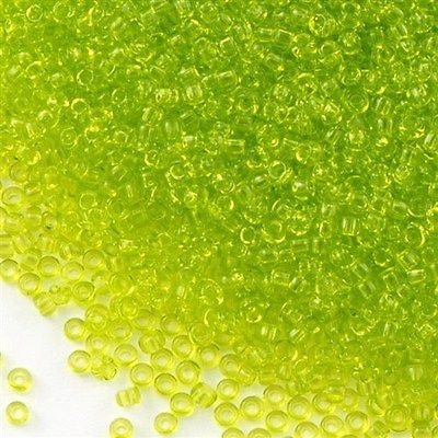 Toho Round Seed Bead 15/0 Transparent Lime 2.5-inch Tube (4)