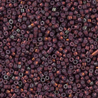 Miyuki Delica Seed Bead 11/0 Metallic Med Raspberry Gold Luster AB 2-inch Tube DB1012