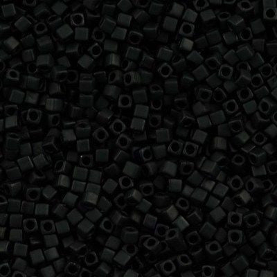 Miyuki 1.8mm Cube Seed Bead Opaque Matte Black 8g Tube (401F)