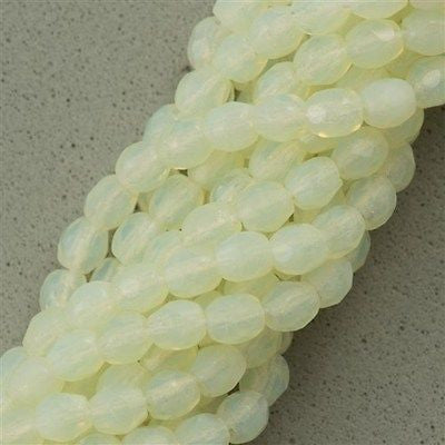 100 Czech Fire Polished 3mm Round Beads Milky Jonquil (81000)