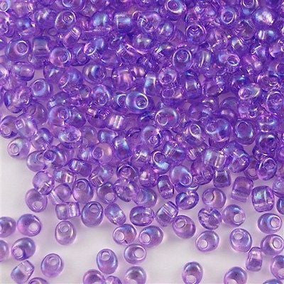 Miyuki 4mm Magatama Seed Bead Transparent Purple AB 10g (2157)