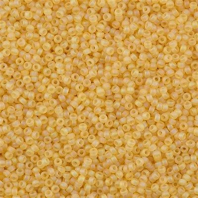 Miyuki Round Seed Bead 15/0 Matte Transparent Light Amber AB 2-inch Tube (132FR)