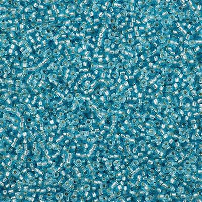 Miyuki Round Seed Bead 15/0 Dyed Semi-Matte Silver Lined Aqua 2-inch Tube (1643)