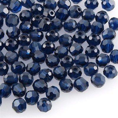 12 TRUE CRYSTAL 4mm Faceted Round Bead Dark Indigo (288)