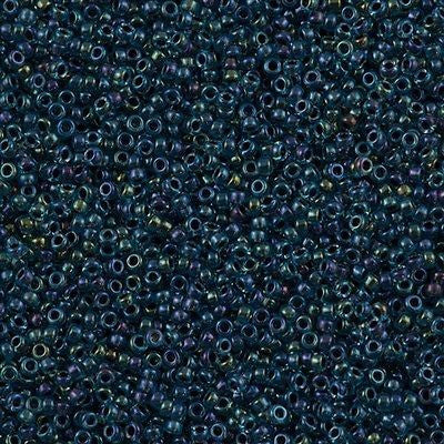 Miyuki Round Seed Bead 15/0 Dark Blue Lined Aqua AB 2-inch Tube (347)