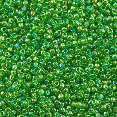 Toho Round Seed Bead 8/0 Transparent Light Green AB 5.5-inch tube (167)